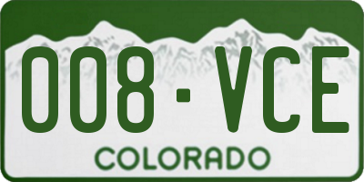 CO license plate 008VCE