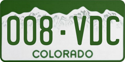 CO license plate 008VDC