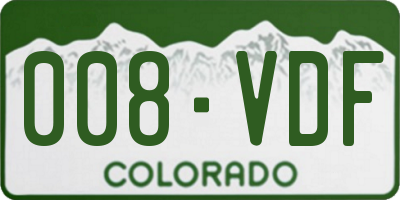 CO license plate 008VDF