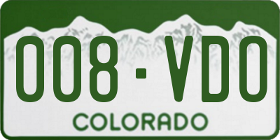 CO license plate 008VDO