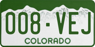 CO license plate 008VEJ