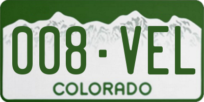 CO license plate 008VEL