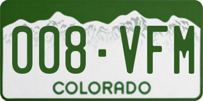 CO license plate 008VFM