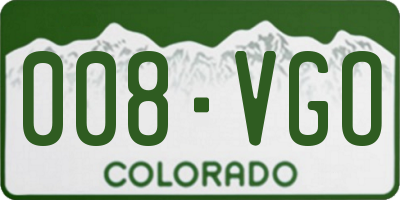 CO license plate 008VGO