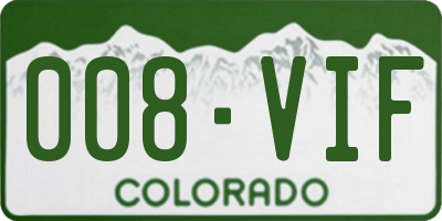 CO license plate 008VIF
