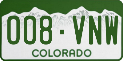 CO license plate 008VNW