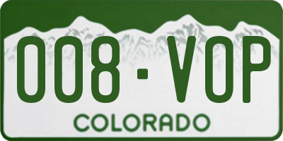 CO license plate 008VOP