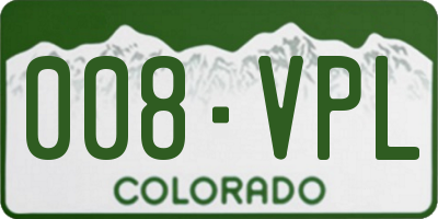 CO license plate 008VPL
