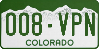 CO license plate 008VPN