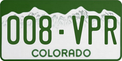 CO license plate 008VPR