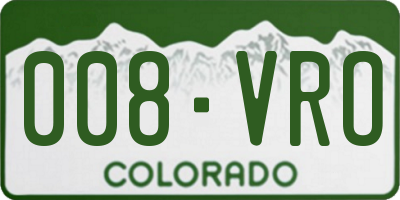 CO license plate 008VRO