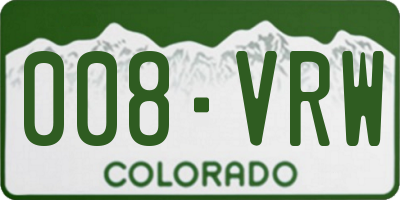 CO license plate 008VRW