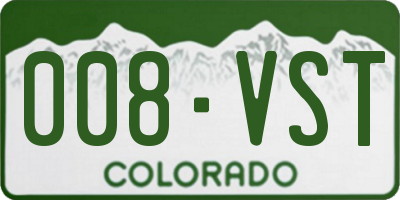 CO license plate 008VST