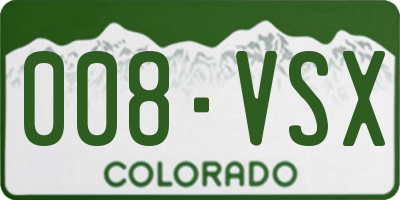 CO license plate 008VSX