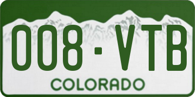 CO license plate 008VTB