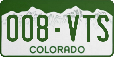 CO license plate 008VTS
