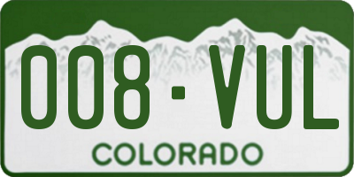 CO license plate 008VUL