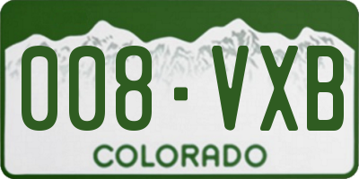 CO license plate 008VXB
