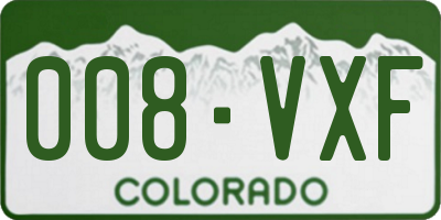 CO license plate 008VXF