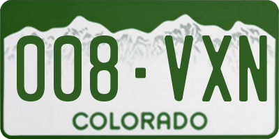 CO license plate 008VXN