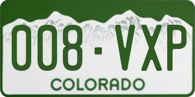 CO license plate 008VXP