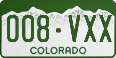 CO license plate 008VXX