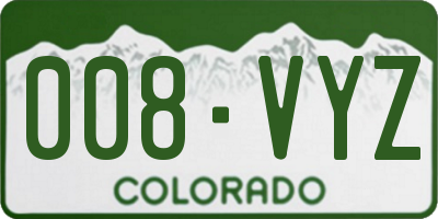 CO license plate 008VYZ