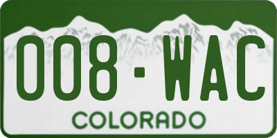 CO license plate 008WAC