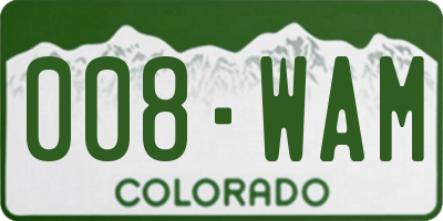 CO license plate 008WAM