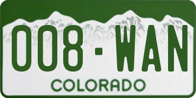 CO license plate 008WAN