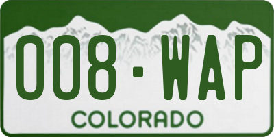 CO license plate 008WAP