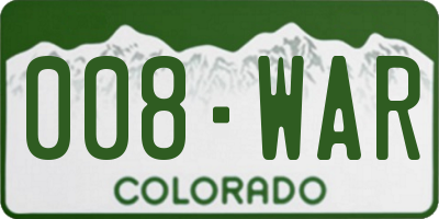 CO license plate 008WAR