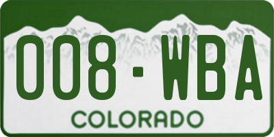 CO license plate 008WBA