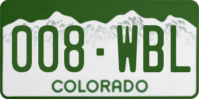 CO license plate 008WBL