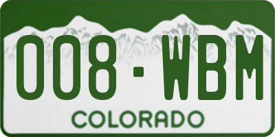 CO license plate 008WBM