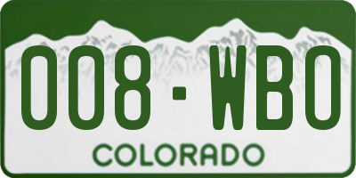 CO license plate 008WBO