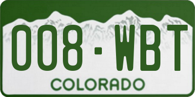 CO license plate 008WBT