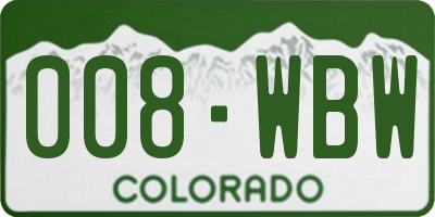 CO license plate 008WBW