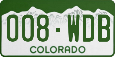 CO license plate 008WDB