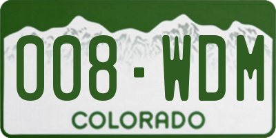 CO license plate 008WDM