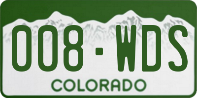 CO license plate 008WDS