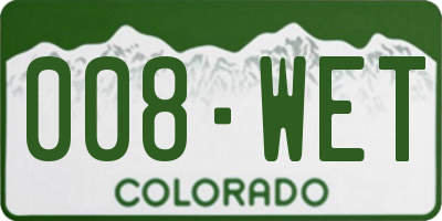 CO license plate 008WET