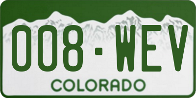 CO license plate 008WEV
