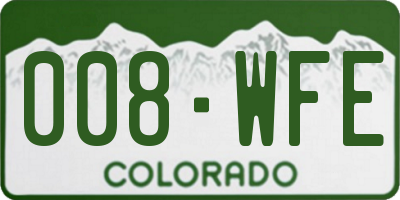 CO license plate 008WFE