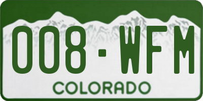 CO license plate 008WFM