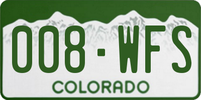 CO license plate 008WFS