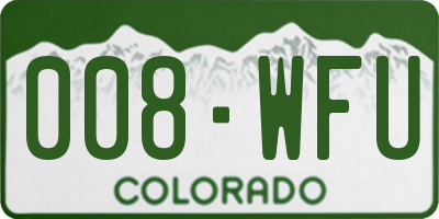 CO license plate 008WFU