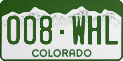 CO license plate 008WHL