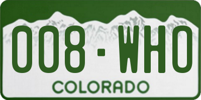 CO license plate 008WHO