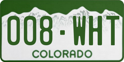 CO license plate 008WHT